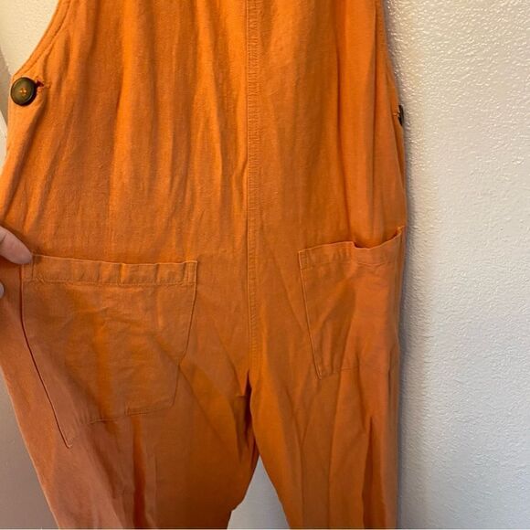 Sisstr Evolution Dessi linen lagenlook boho jumpsuit overalls wide leg orange L - Picture 5 of 14